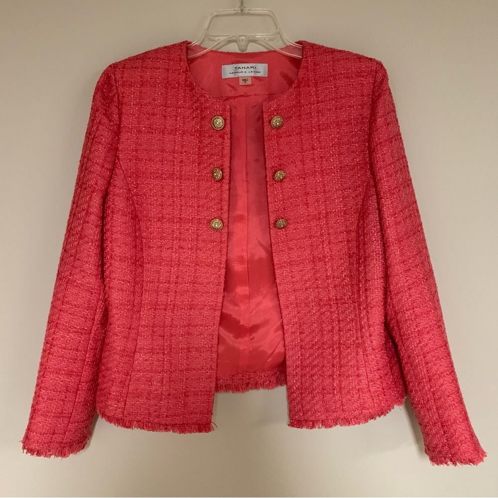 Tahari Coral Tweed Blazer